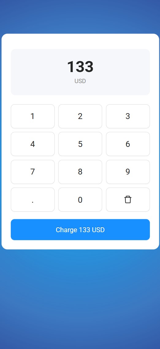 Nanswap PoS Terminal - enter a price and charge in crypto